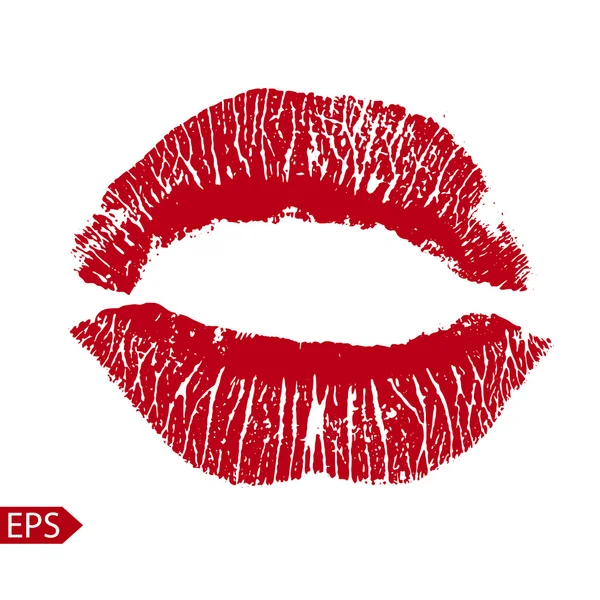 Print of red lips. Vector illustration on a white background. EPS — Stock Vector