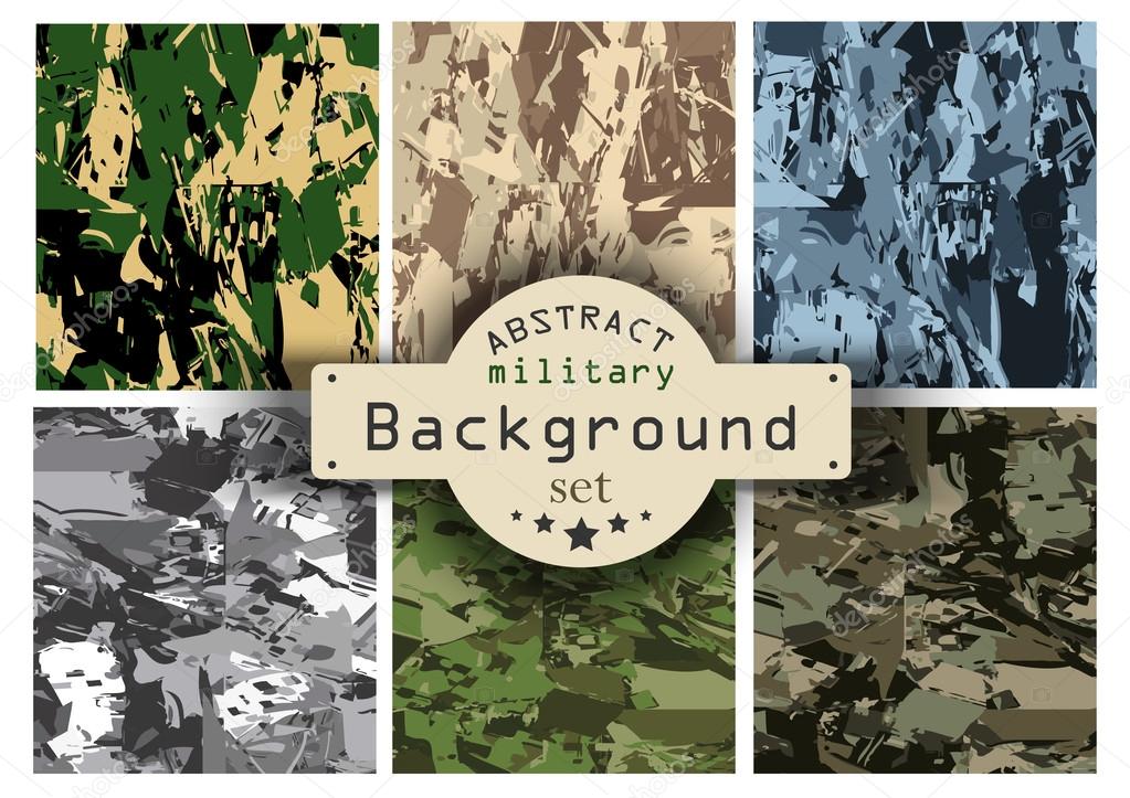 Camouflage military background set. Vector illustration,