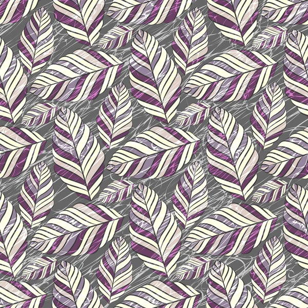 Decorative ornamental seamless spring pattern. Endless elegant texture with leaves. Vector illustration — Wektor stockowy