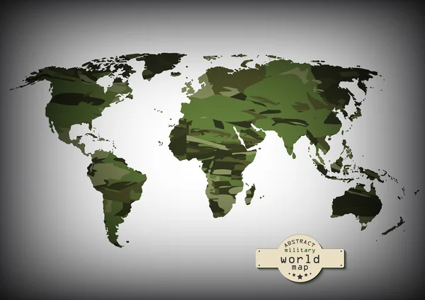 Mapa mundial militar de camuflaje. Ilustración vectorial, EPS10 — Vector de stock