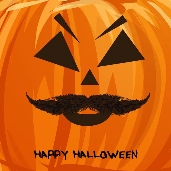 Vector pumpkin portrait with mustache for Halloween on background — Stock Vector