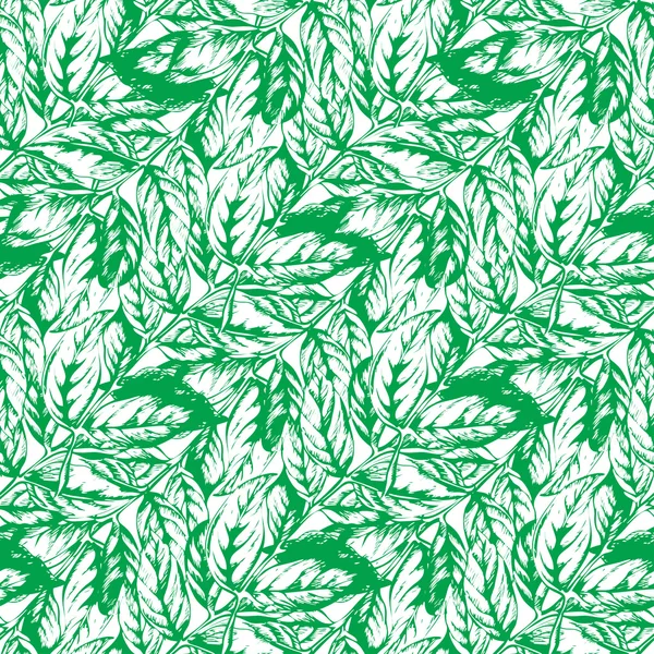 Motif floral sans couture dessiné à la main, fond de feuille. Modèle rétro avec feuille. ornement organique peut être utilisé comme papier peint. Vecteur — Image vectorielle