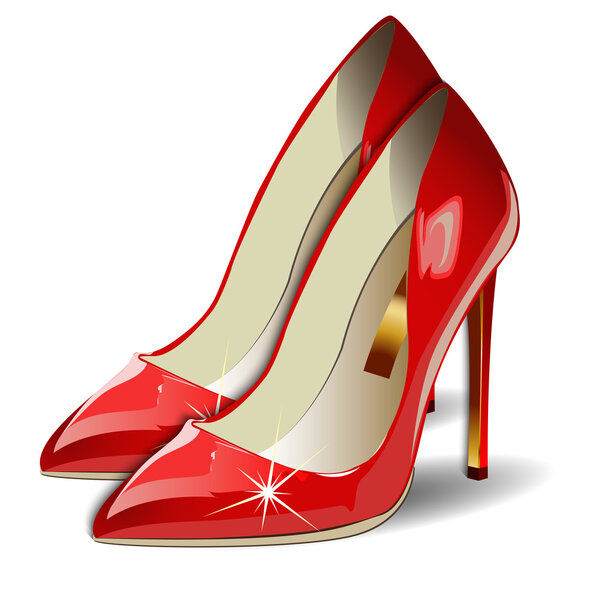 Vector Cartoon Red Women Shoes on white background.