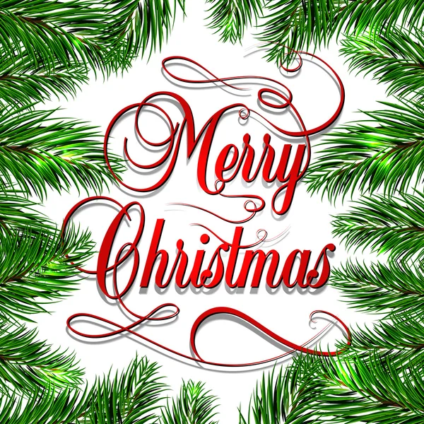Счастливого рождественского ретро-фона с еловыми ветвями. Векторная иллюстрация. EPS — стоковый вектор