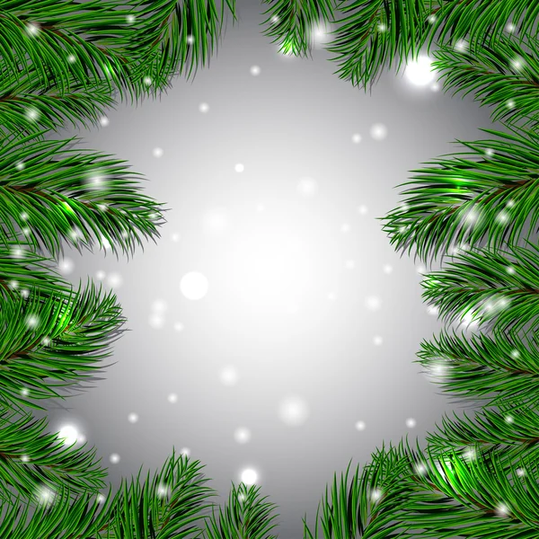 Fondo blanco navideño con ramas de abeto verde. Ilustración vectorial . — Vector de stock