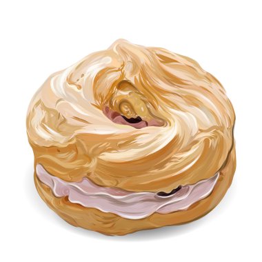 Pembe krema ile gerçekçi vektör tatlı şirin renkli donut.