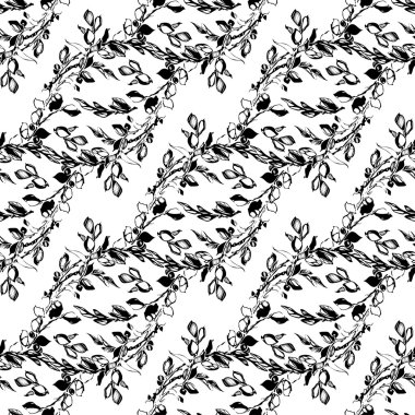 Vektör samless bitki çiçek desenli. Soyut yeşil yaprak ve çiçek. illüstrasyon