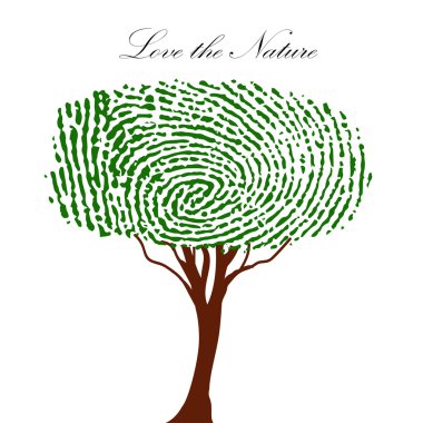 Heart green tree with finger prints vector EPS illustration.