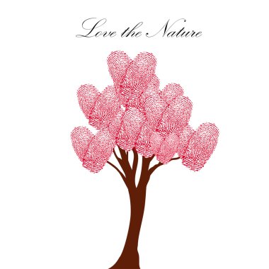 Heart pink tree with finger prints vector EPS illustration.