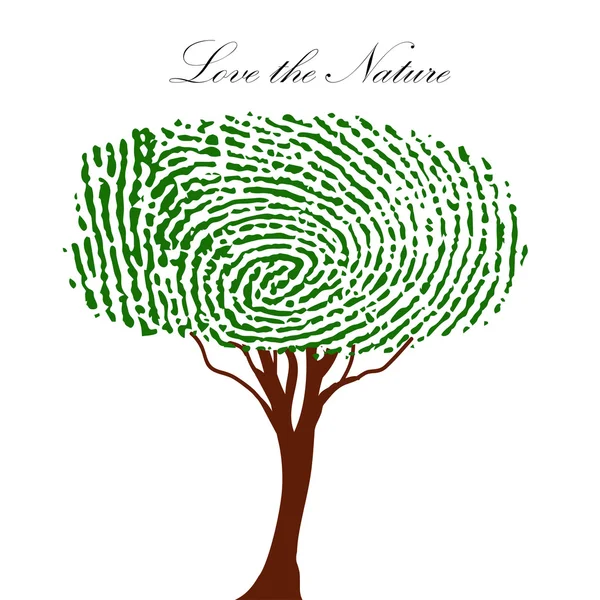 Heart green tree with finger prints vector EPS illustration.