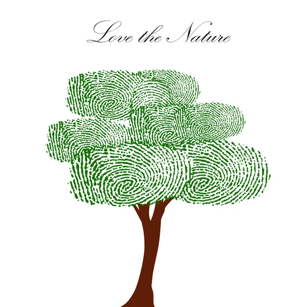 Heart green tree with finger prints vector EPS illustration. — 图库矢量图片