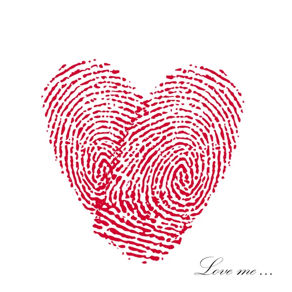 Pink fingerprint with heart on a white background. Vector — Stockvector