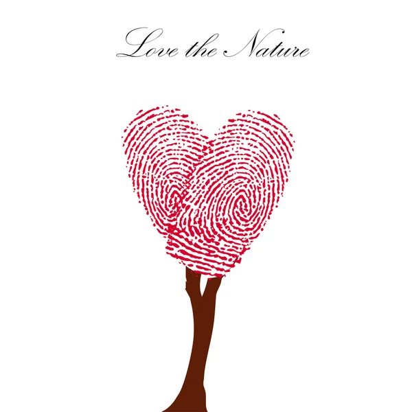 Heart pink tree with finger prints vector EPS illustration. — Διανυσματικό Αρχείο