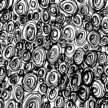 Hand Drawn Scribble Circles seamless pattern, vector design elements.