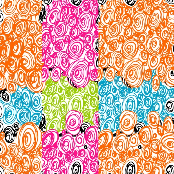 Dibujado a mano Scribble Circles patrón sin costura, elementos de diseño de vectores . — Vector de stock