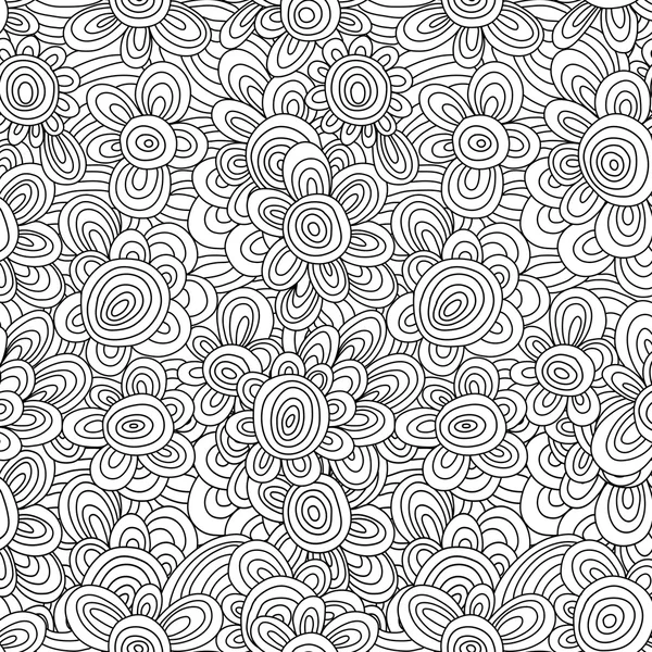 Patrón monocromo floral vectorial sin costuras. Para facilitar la fabricación de patrones sin costura, simplemente arrastre todo el grupo a la barra de muestras, y úselo para llenar cualquier contorno . — Vector de stock