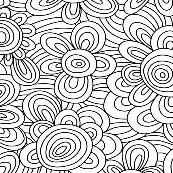 Patrón monocromo floral vectorial sin costuras. Para facilitar la fabricación de patrones sin costura, simplemente arrastre todo el grupo a la barra de muestras, y úselo para llenar cualquier contorno . — Vector de stock