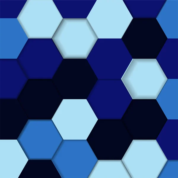 Abstrakt blå bakgrund med hexagoner och skuggor. Vektor — Stock vektor