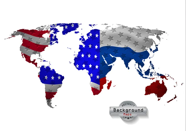 世界地图美国与俄罗斯和所有国家。矢量 — 图库矢量图片