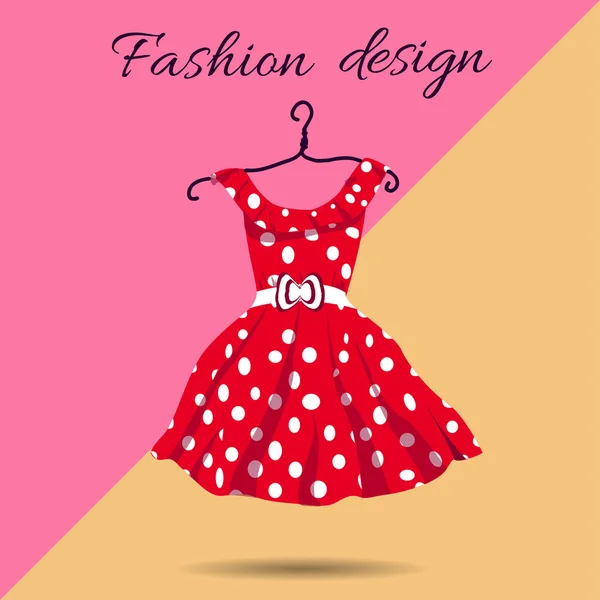 Vector vrouwen kleden polka dot illustratie met achtergrond. EPS — Stockvector