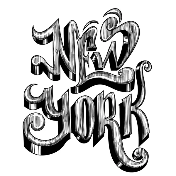 Kavramsal el yazısı ifade New York City beyaz zemin üzerinde. resimde. Vektör — Stok Vektör