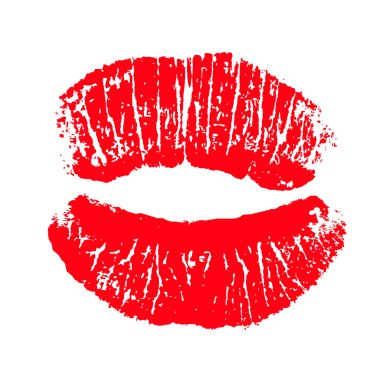 Kırmızı dudaklar Yazdır. Beyaz bir arka plan üzerinde vektör çizim. EPS