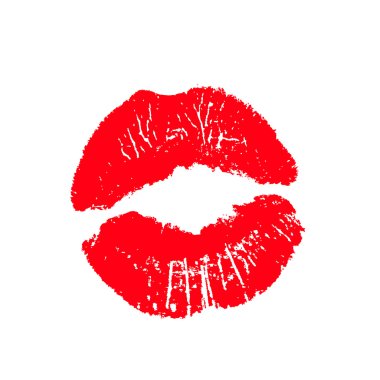 Kırmızı dudaklar Yazdır. Beyaz bir arka plan üzerinde vektör çizim. EPS