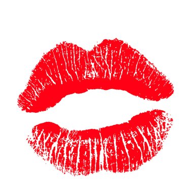 Kırmızı dudaklar Yazdır. Beyaz bir arka plan üzerinde vektör çizim. EPS