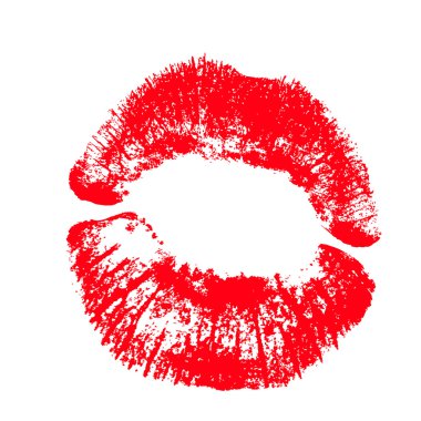 Kırmızı dudaklar Yazdır. Beyaz bir arka plan üzerinde vektör çizim. EPS