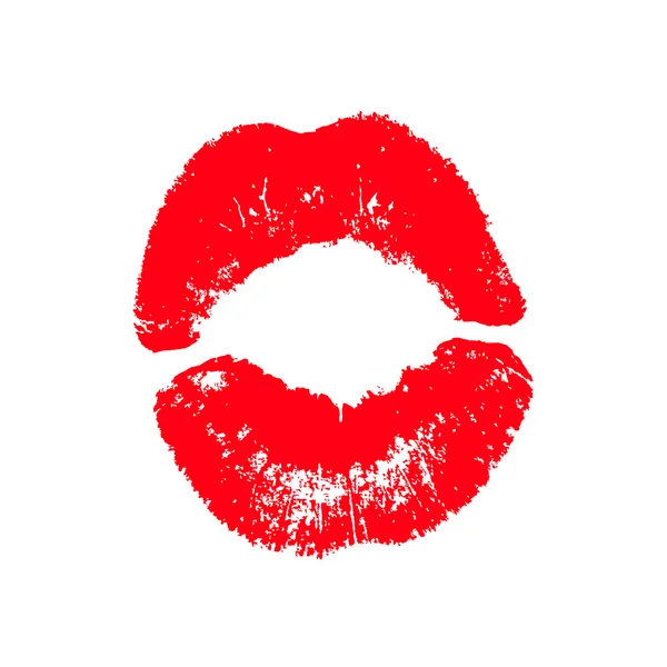 Impresión de labios rojos. Ilustración vectorial sobre fondo blanco. EPS — Vector de stock