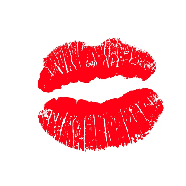 Impressão de lábios vermelhos. Ilustração vetorial sobre fundo branco. EPS —  Vetores de Stock