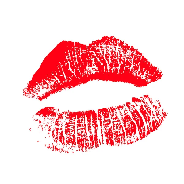 赤い唇のプリントです。白の背景にベクトル イラスト。Eps — ストックベクタ