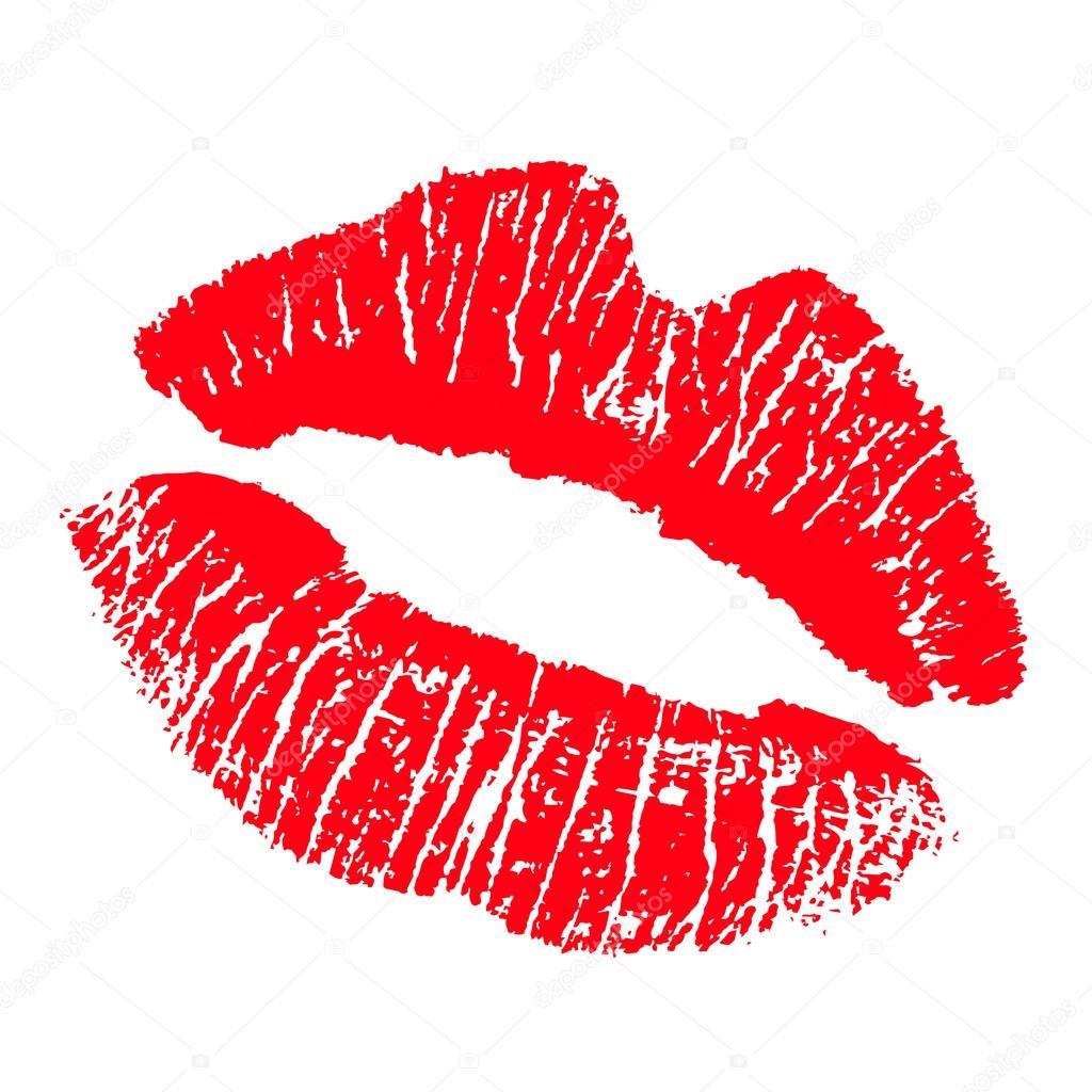 Print of red lips. Vector illustration on a white background. EPS