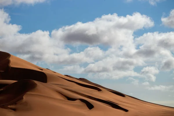 Golden Sand Dune White Clouds Sunny Day Namib Desert Fantastic — Stock Photo, Image