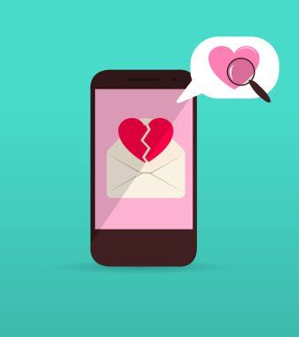 Sevgililer Günü tebrik kartında kalpler ve aşk dilekleri var. Satılık düz vektör illüstrasyonu, çevrimiçi mağaza, tatil için mal teslimatı. Pembe, kırmızı ve mavi renkli davetiye ilanı. Bir resimle