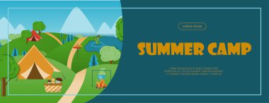 Karikatür Avcısı için düz ekipmanlı Macera Zaman Vektör Çizim Sancağı