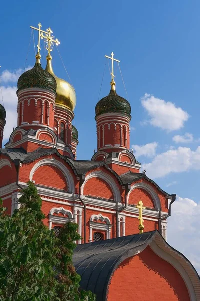 Cupolas Ancient Cathedral Znamensky Male Monastery Church Icon Mother God — Stock Photo, Image