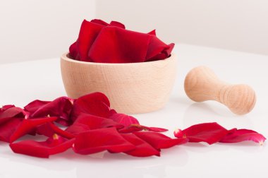 Gül yaprakları ve harç, spa Tema