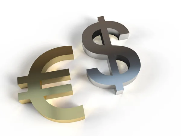 Euro Und Dollar Zeichen Auf Weißem Hintergrund Eur Usd — Stockfoto