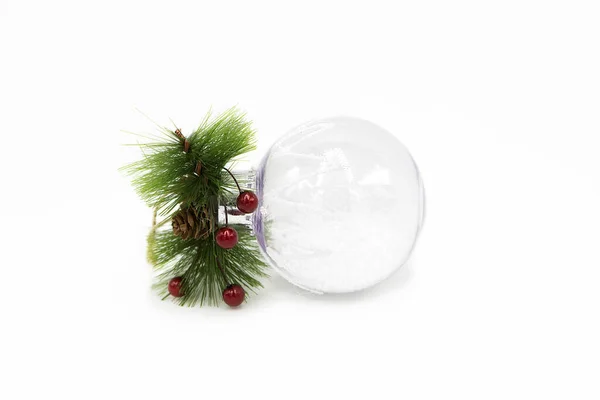 Juguete Árbol Navidad Vidrio Transparente Aislado Sobre Fondo Blanco Navidad — Foto de Stock