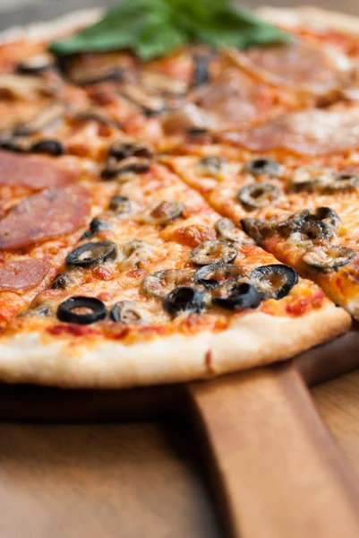 Quatro fatias de pizza temporada — Fotografia de Stock
