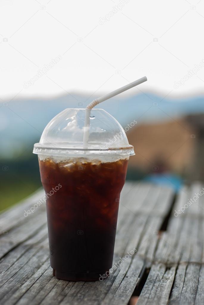 Black coffee with ice 