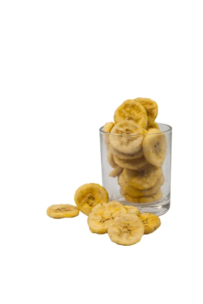 Bananen met bananenchips geïsoleerd — Stockfoto