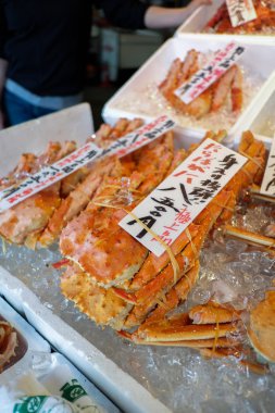 Sapporo, Japonya - 27 Nisan 2015:. Hakod de Asaichi piyasa görünümü