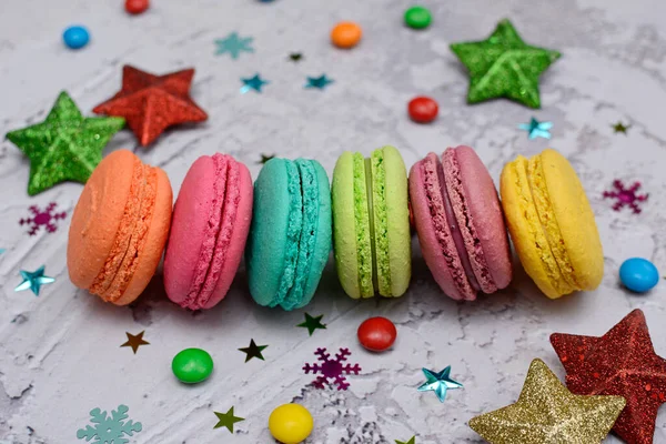 Gros Plan Pâtes Multicolores Sur Fond Noël — Photo