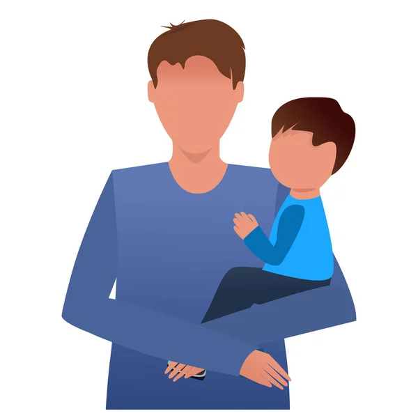 Baba Oğlunu Kollarında Tutuyor Babalar Günü Uluslararası Dünya Tatili Amaç — Stok Vektör