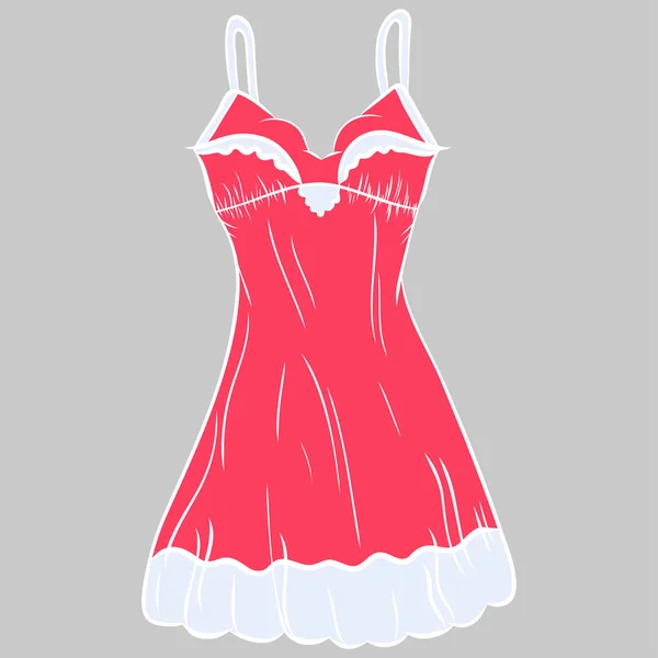 Peignoir Lingerie Sleep Dress Graphic Flat Cartoon Drawing Red Bright — Stock Vector