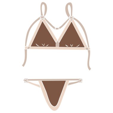 İç çamaşırı. Günlük kıyafet. Mayo. Grafik düz çizgi film çizimi. Elle çizilmiş. Beyaz arka plan. Web tasarımında kolaj oluşturmak için kullanılabilir