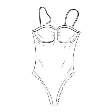 Vücut giysisi, korse, korse, kombinasyon. Seksi giysiler. İç çamaşırı. Güzel bir uyku tulumu. Düz, doğrusal serbest çizim. Karalayın. Tasarım ve kolajda şablon olarak kullanılabilir.