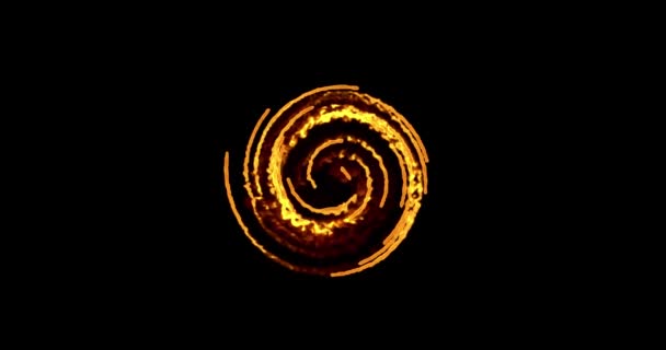 Elddans Brinnande Spiral Video Animation Ljust Gyllene Hypnotisk Roterande Abstraktion — Stockvideo